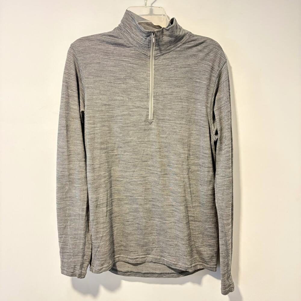 Smartwool 100% Merino Gray Space Dye Quarter Zip Base Layer Men's Medium